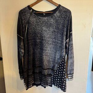 G9C Women's Gray Mixed Media Knit Long Sleeve Tunic Top Size XL NEW